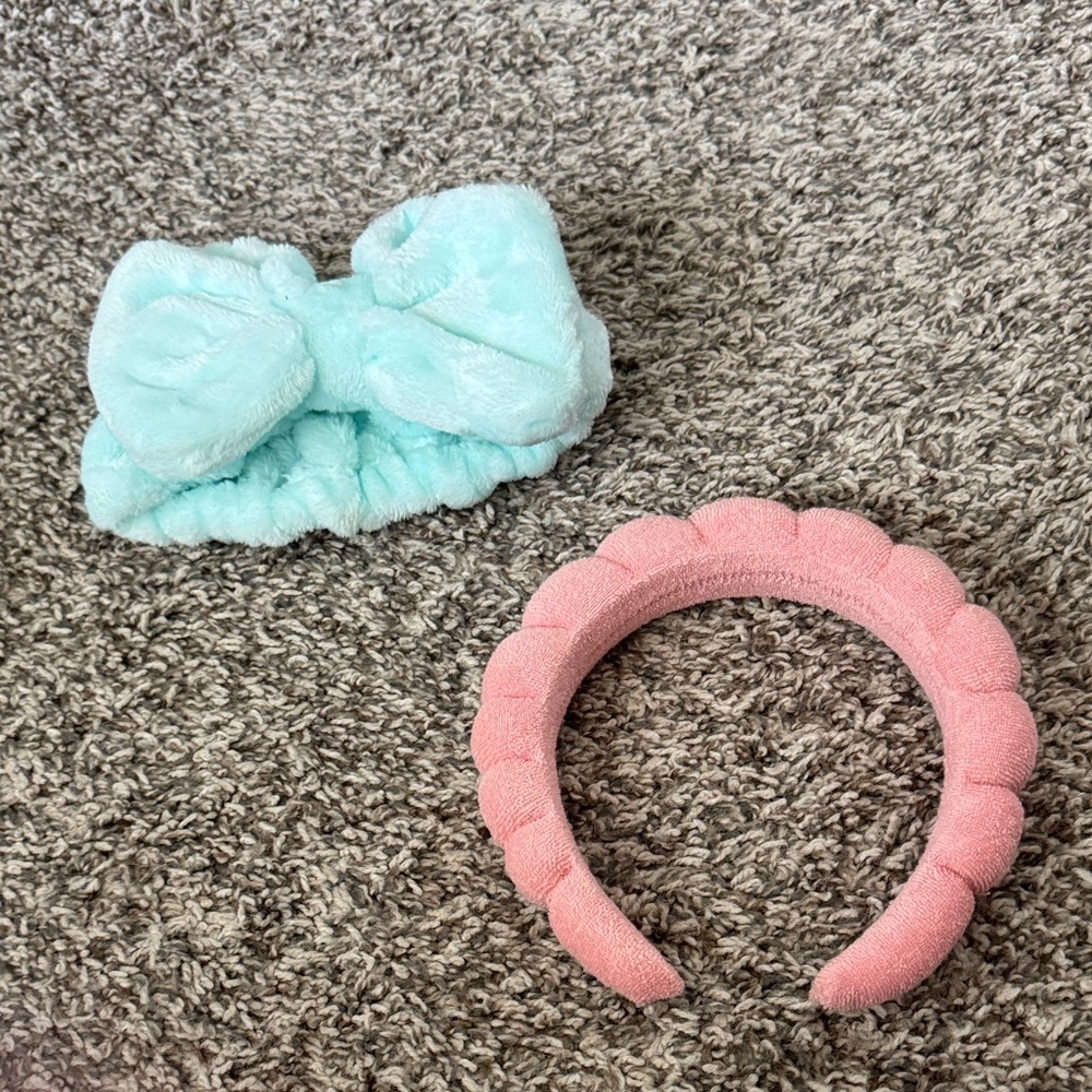 Pink Headband and Blue Hair Wrap Set